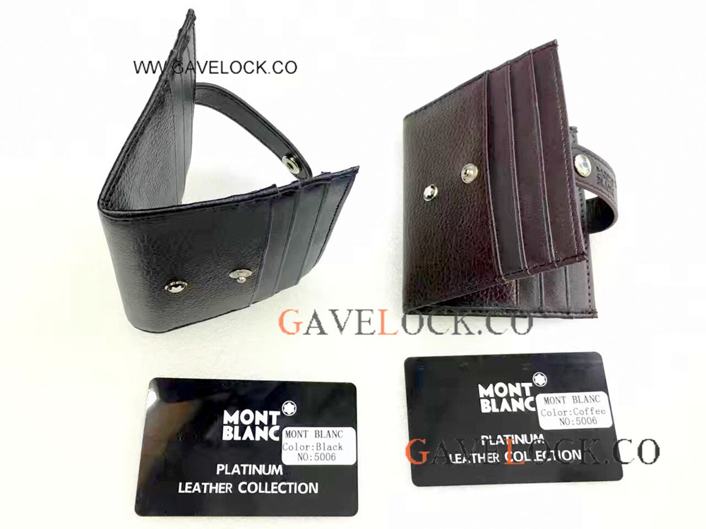 Black Leather Card Holder Mont Blanc with Lock